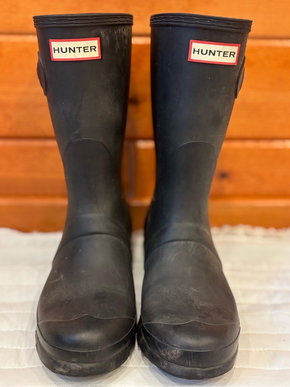 Hunter Original Short Matte Black Rain Boot Women's Waterproof Size 7M 8F